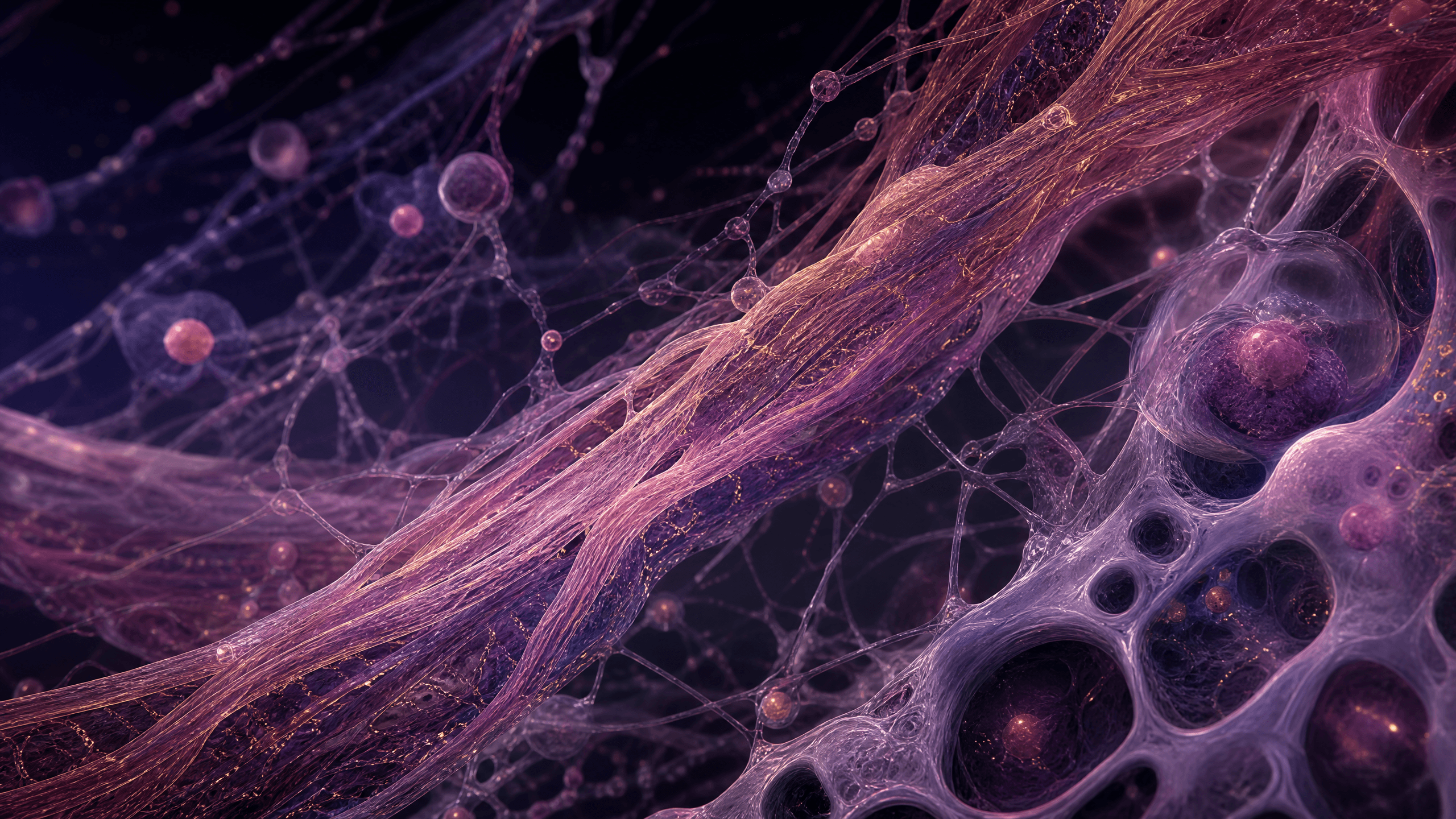 Abstract scientific illustration of collagen and cartilage matrix structure, for educational reference